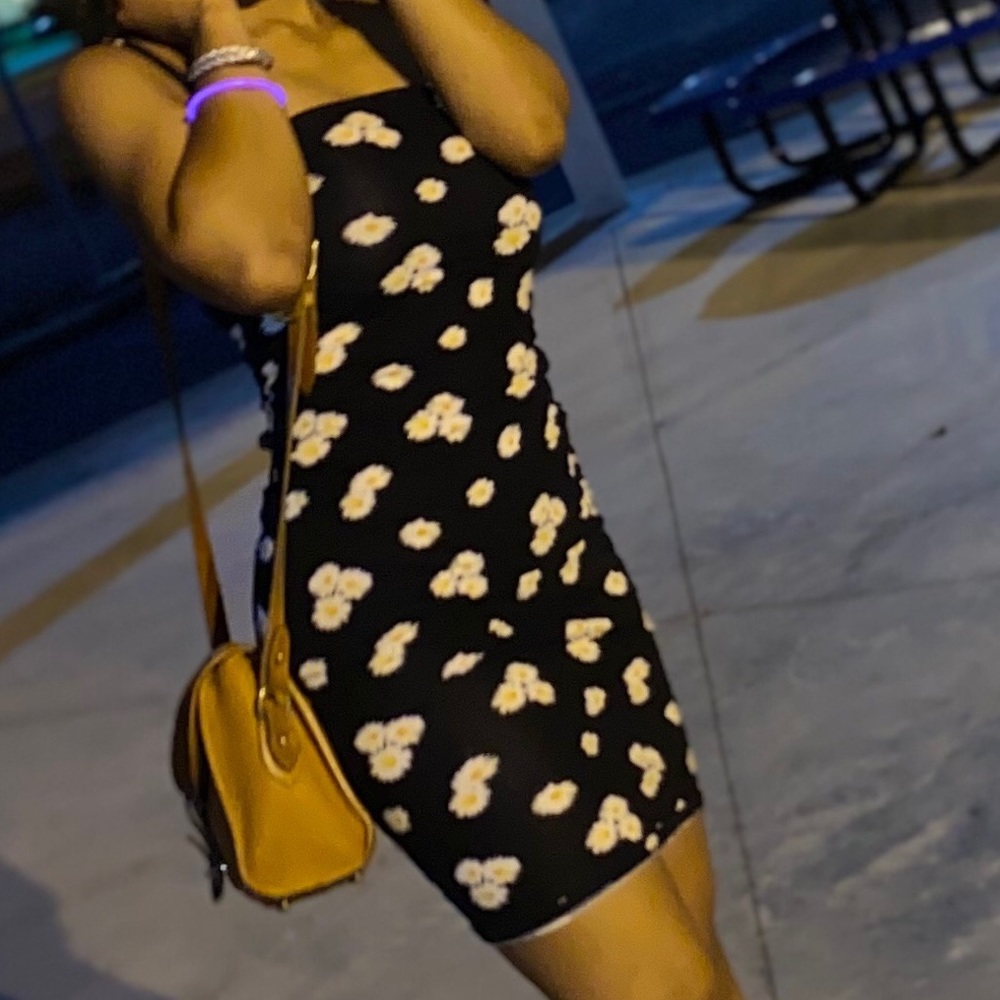 Floral black mini dress